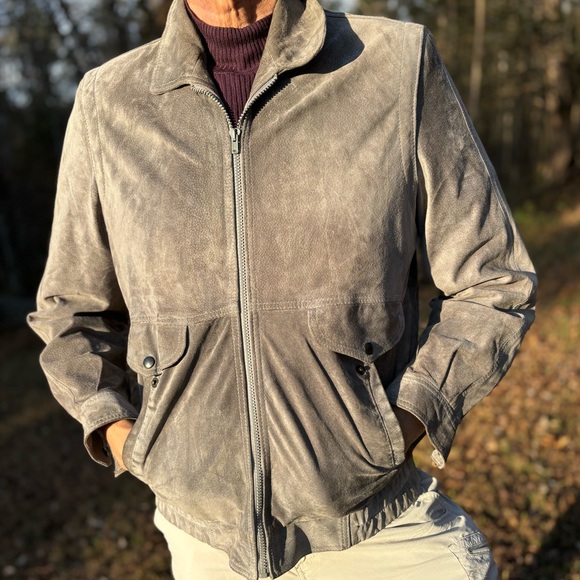 ST MICHAEL—Vintage Gray Suede Leather Bomber—Men 40—Made in Israel!—100% Pigskin - Picture 6 of 13